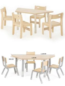 Trapez table Owlaf in grey and beige with chair Ole and Owlaf Trapez table Owlaf in grey and beige with chair Ole and Owlaf